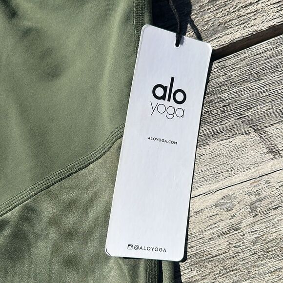 Alo Yoga Sheila High-waist Mesh-inset Leggings Jungle Green XS NWT $112 Revolve - Picture 3 of 6